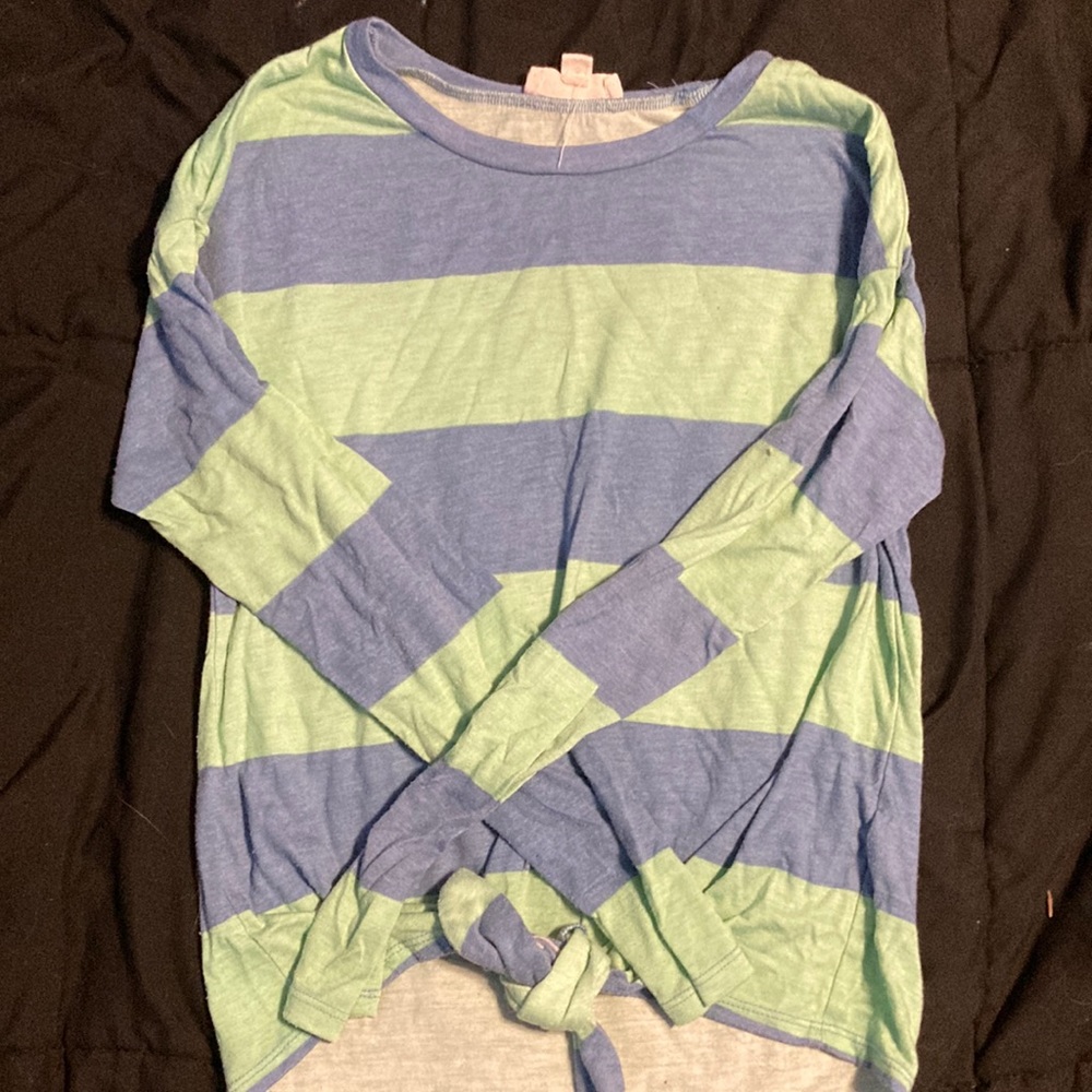 stripes long sleeve tie shirt